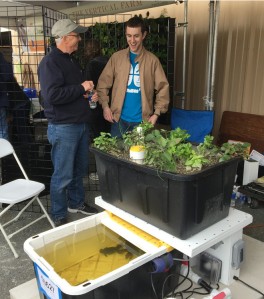 John Sigmier of Temboo came by to chat and look at the aquaponic Balcony Unit at Maker Faire 2015 -  